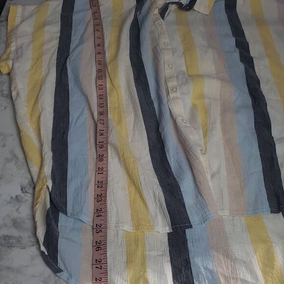 Time and Tru Burton Down Yellow and Blue Stripped Short Sleeve Shirt - Picture 5 of 8